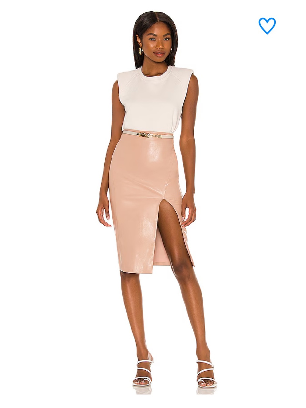 superdown Faux Leather Midi Skirt Nude Blush Size XS NWOT